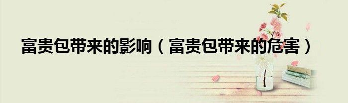 富貴包帶來的影響（富貴包帶來的危害）