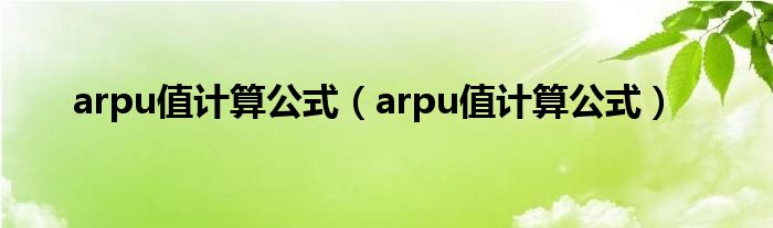 arpu值計(jì)算公式（arpu值計(jì)算公式）