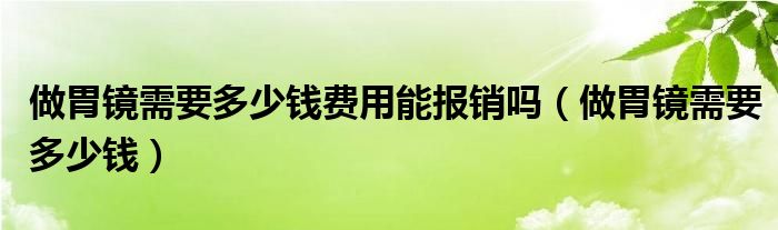做胃鏡需要多少錢費用能報銷嗎（做胃鏡需要多少錢）