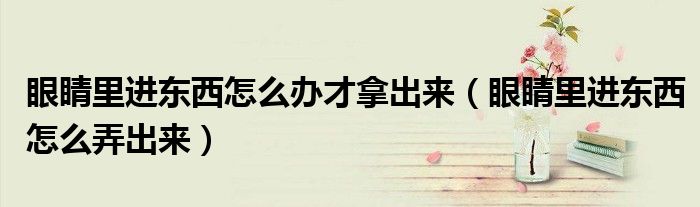 眼睛里進(jìn)東西怎么辦才拿出來(lái)（眼睛里進(jìn)東西怎么弄出來(lái)）