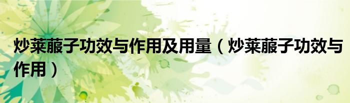 炒萊菔子功效與作用及用量（炒萊菔子功效與作用）