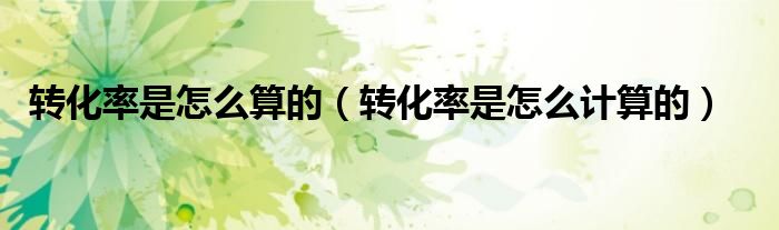 轉化率是怎么算的（轉化率是怎么計算的）