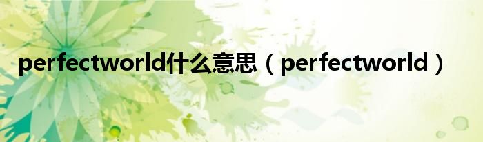 perfectworld什么意思（perfectworld）