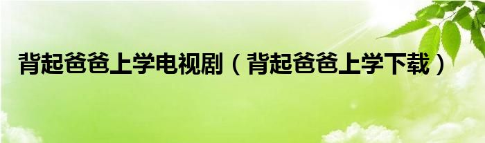 背起爸爸上學(xué)電視?。ū称鸢职稚蠈W(xué)下載）