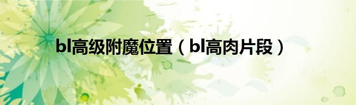 bl高級附魔位置（bl高肉片段）