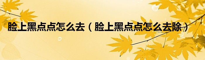 臉上黑點點怎么去（臉上黑點點怎么去除）
