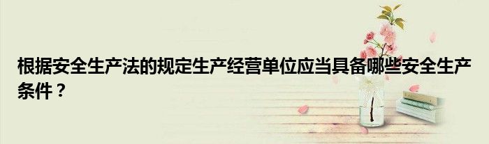 根據(jù)安全生產(chǎn)法的規(guī)定生產(chǎn)經(jīng)營單位應(yīng)當(dāng)具備哪些安全生產(chǎn)條件？