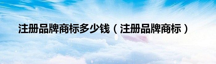 注冊(cè)品牌商標(biāo)多少錢(qián)（注冊(cè)品牌商標(biāo)）