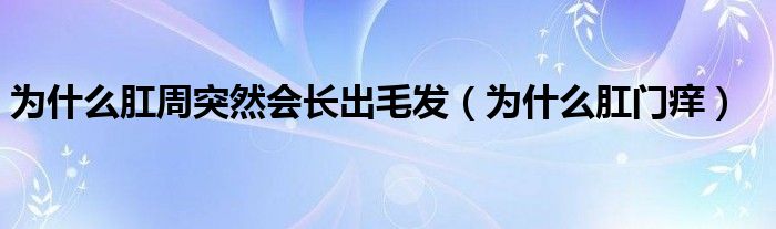 為什么肛周突然會(huì)長(zhǎng)出毛發(fā)（為什么肛門癢）