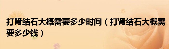 打腎結石大概需要多少時間（打腎結石大概需要多少錢）