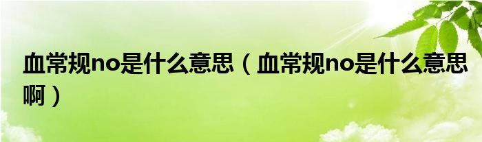 血常規(guī)no是什么意思（血常規(guī)no是什么意思?。?class='thumb lazy' /></a>
		    <header>
		<h2><a  href=