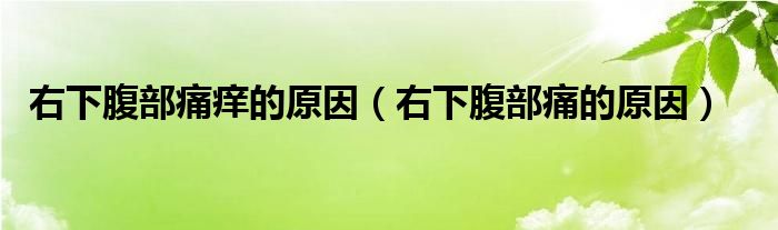 右下腹部痛癢的原因（右下腹部痛的原因）