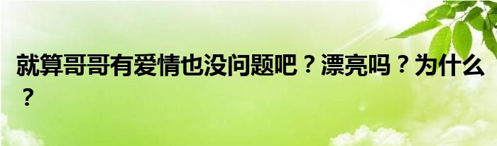 就算哥哥有愛(ài)情也沒(méi)問(wèn)題吧？漂亮嗎？為什么？
