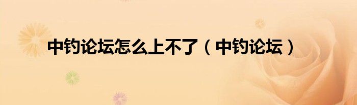 中釣論壇怎么上不了（中釣論壇）