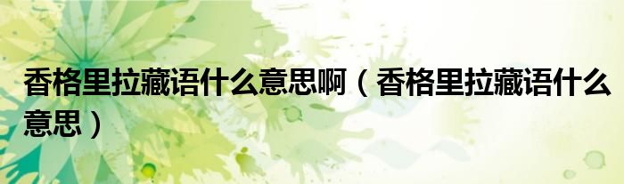 香格里拉藏語什么意思?。ㄏ愀窭锢卣Z什么意思）