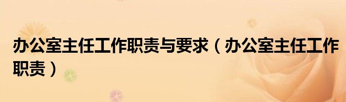 辦公室主任工作職責與要求（辦公室主任工作職責）