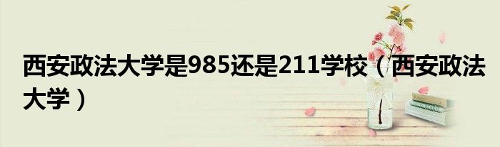 西安政法大學(xué)是985還是211學(xué)校（西安政法大學(xué)）