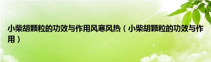 小柴胡顆粒的功效與作用風寒風熱（小柴胡顆粒的功效與作用）