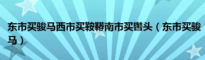 東市買駿馬西市買鞍韉南市買轡頭(東市買駿馬)