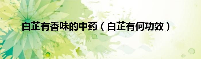 白芷有香味的中藥（白芷有何功效）