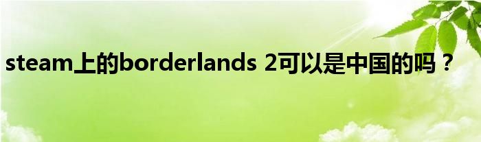 steam上的borderlands 2可以是中國的嗎？