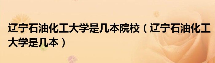 遼寧石油化工大學是幾本院校（遼寧石油化工大學是幾本）
