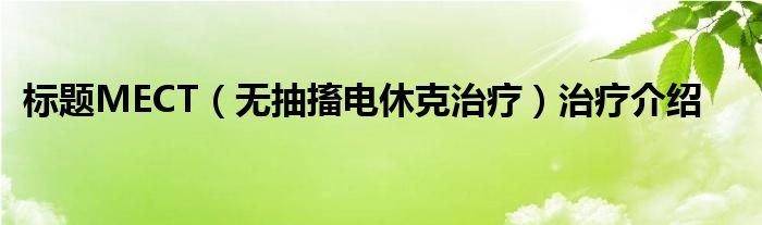 標(biāo)題MECT（無(wú)抽搐電休克治療）治療介紹
