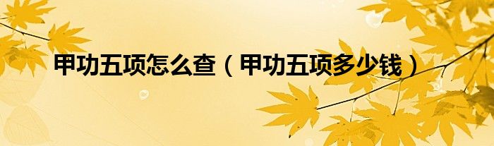 甲功五項怎么查（甲功五項多少錢）