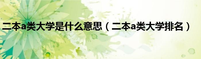 二本a類大學是什么意思（二本a類大學排名）