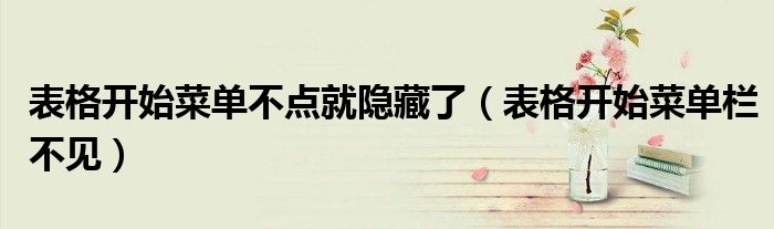 表格開始菜單不點(diǎn)就隱藏了(表格開始菜單欄不見)