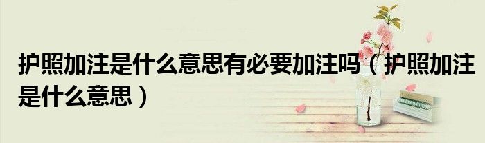 護(hù)照加注是什么意思有必要加注嗎（護(hù)照加注是什么意思）