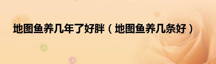 地圖魚(yú)養(yǎng)幾年了好胖（地圖魚(yú)養(yǎng)幾條好）