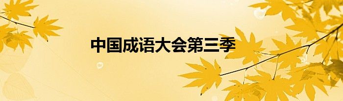 中國(guó)成語(yǔ)大會(huì)第三季