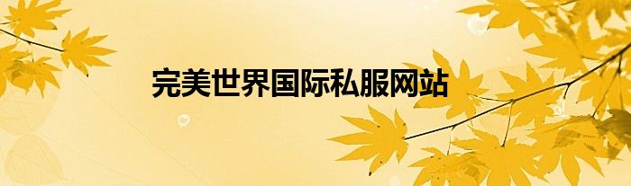 完美世界國際私服網(wǎng)站