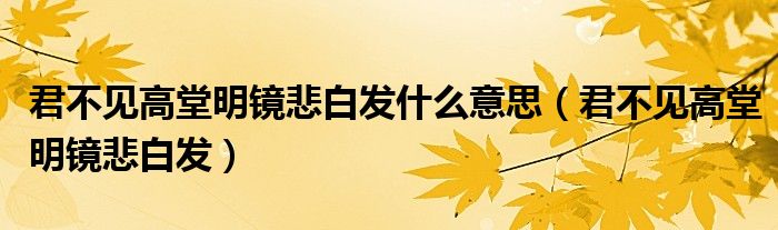 君不見高堂明鏡悲白發(fā)什么意思（君不見高堂明鏡悲白發(fā)）