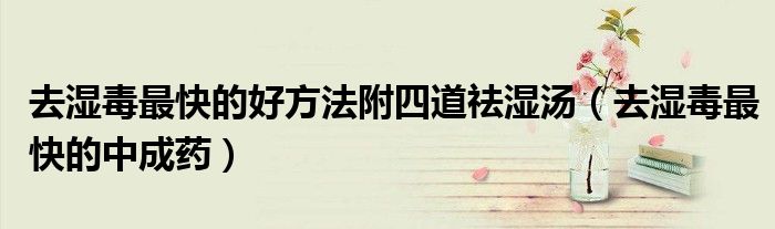 去濕毒最快的好方法附四道祛濕湯（去濕毒最快的中成藥）