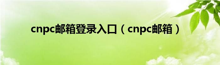 cnpc郵箱登錄入口（cnpc郵箱）