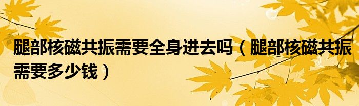 腿部核磁共振需要全身進去嗎（腿部核磁共振需要多少錢）
