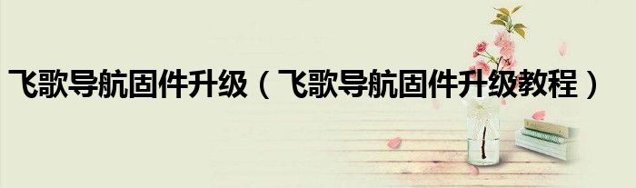 飛歌導航固件升級（飛歌導航固件升級教程）