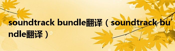 soundtrack bundle翻譯（soundtrack bundle翻譯）