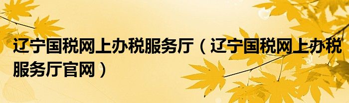 遼寧國(guó)稅網(wǎng)上辦稅服務(wù)廳（遼寧國(guó)稅網(wǎng)上辦稅服務(wù)廳官網(wǎng)）