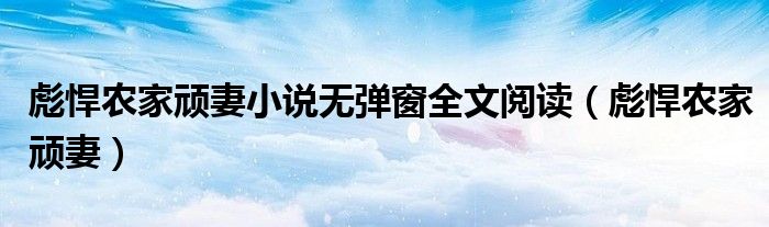 彪悍農(nóng)家頑妻小說(shuō)無(wú)彈窗全文閱讀（彪悍農(nóng)家頑妻）