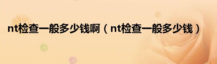 nt檢查一般多少錢?。╪t檢查一般多少錢）