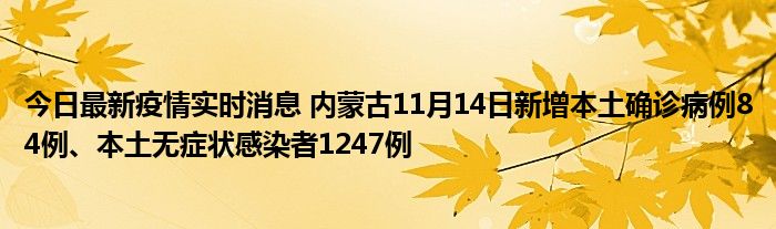 今日最新疫情實(shí)時(shí)消息 內(nèi)蒙古11月14日新增本土確診病例84例、本土無(wú)癥狀感染者1247例