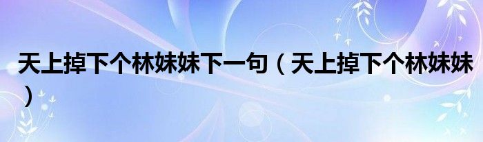 天上掉下個林妹妹下一句（天上掉下個林妹妹）