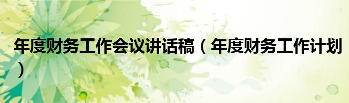 年度財(cái)務(wù)工作會議講話稿（年度財(cái)務(wù)工作計(jì)劃）
