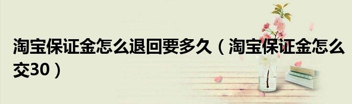淘寶保證金怎么退回要多久（淘寶保證金怎么交30）