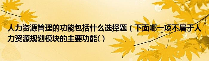人力資源管理的功能包括什么選擇題（下面哪一項不屬于人力資源規(guī)劃模塊的主要功能(）