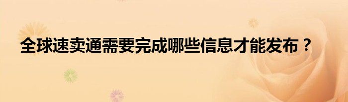 全球速賣通需要完成哪些信息才能發(fā)布？