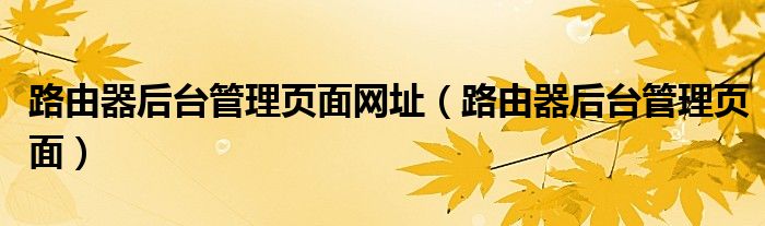 路由器后臺管理頁面網(wǎng)址（路由器后臺管理頁面）